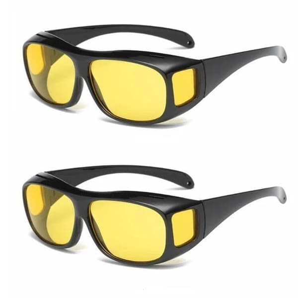 2 passagerarglasögon - Antireflex nattseendefunktion, gul lins, UV400-skydd, minskar bländning, unisex black