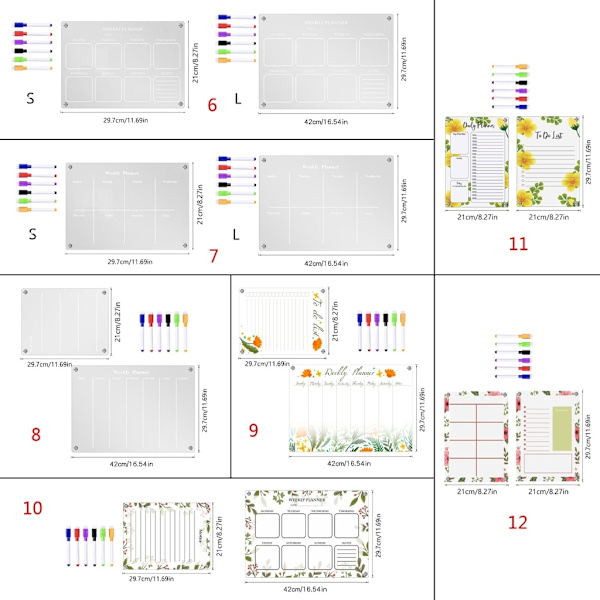 Akryl Magnetic Weekly Planner Kalender til Køleskab Dry Erase Board - Perfet null - TYU052 Large