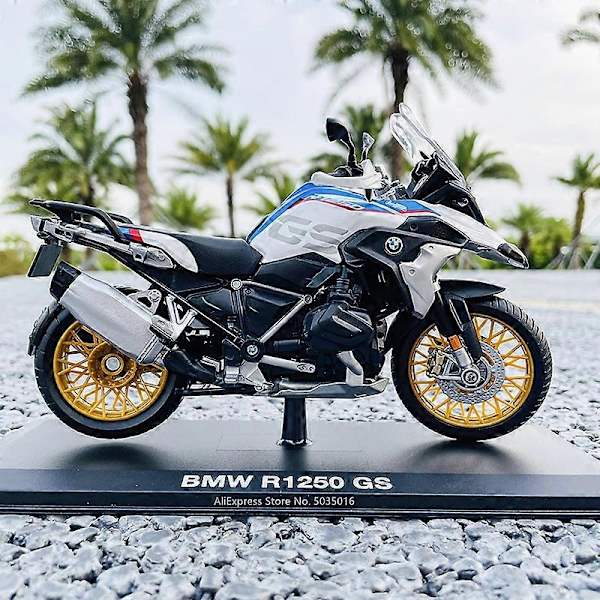 1:12 R 1250 GS - Off-Road-Moottoripyörä, Alumiinijalusta, Alkuperäinen Lisensoitu Valumuovimalli, Leikkiautokokoelma, Lahja - Täydellinen 1199 Panigale