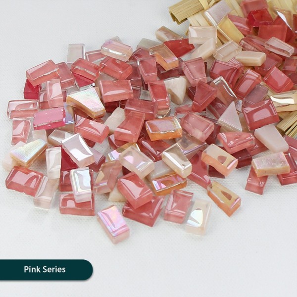 Tee-se-itse mosaiikkipalat Epäsäännöllisen muotoinen käsintehty kivijade - Perfet Pink Series