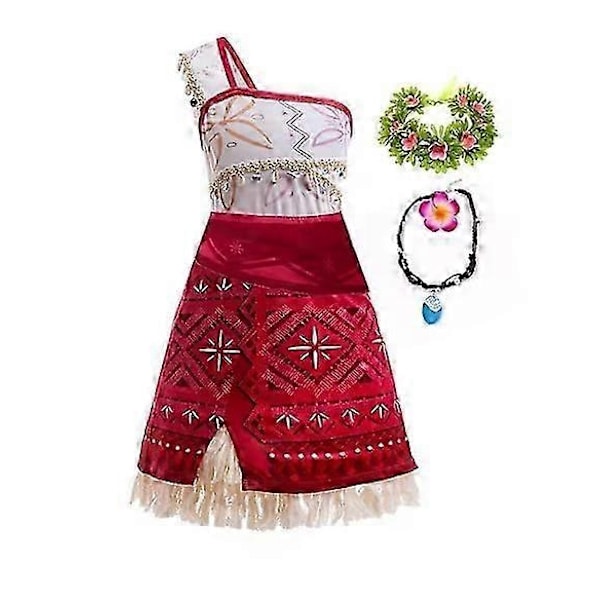 Flickor Ny Film Moana 2 Klänning Halloween Party Äventyr Kostym Flickor Prinsessa Maskeradkostym-Perfekt 110 cm