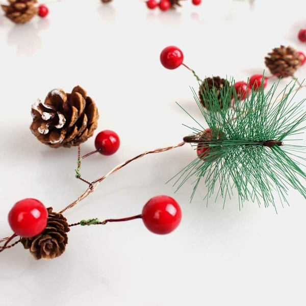 Christmas Pine Cones String Lights Garland Lights 6.5FT 20LEDs, Garland Wreath LED Fairy Lights med röd bärklocka för - Perfet