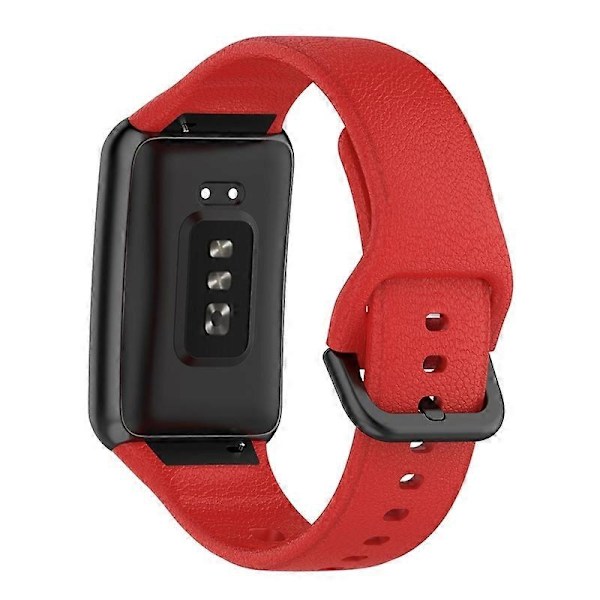 Kompatibel med Oppo Watch Free Tekstureret Silikone Urrem Udskiftningsarmbånd med Sort Spænde - Rød-Perfet Red