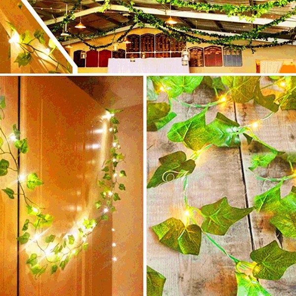 Kunstige planter - Green Leaf Vines - Ivy String Lights - Perfet 5M Solar Powered