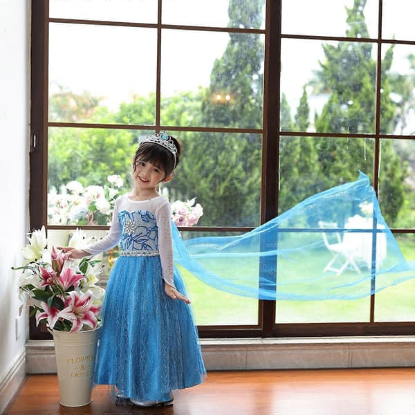 Barn Flickor Blå Klänning Kostym Prinsessklänningar Fancy Cosplay-Perfekt Blue 140