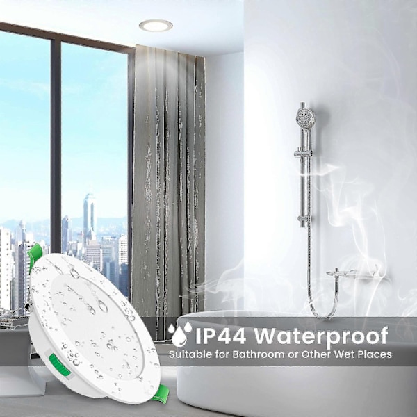 6-pack 7W Ultra Slim Dimbar LED Downlight CCT 67-75mm Utskärning Vit IP44CE-Perfet