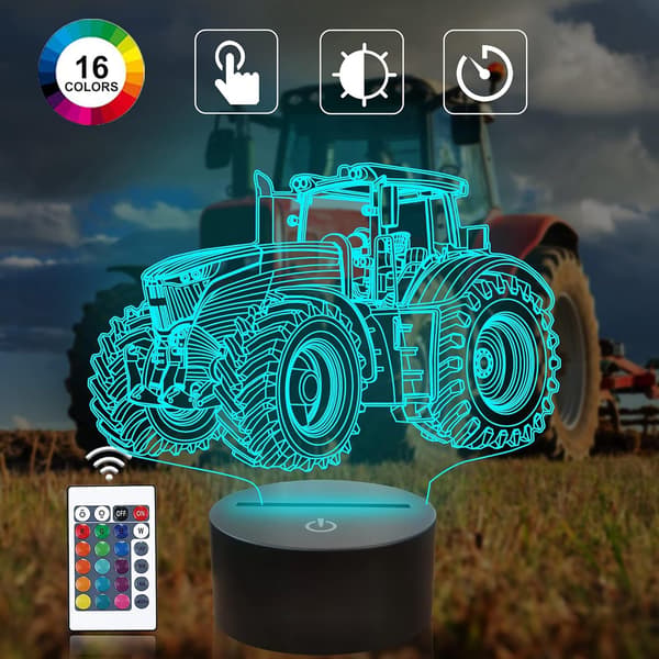 Traktor 3D Illusjonsnattlampe, Attivolife 16 Fargeendringer