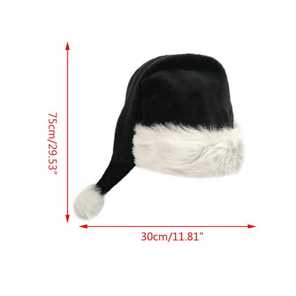 75 cm voksen børn sort plys lang julehat Julekostume Pompom Julemand Kasket Festival Festartikler Gaver
