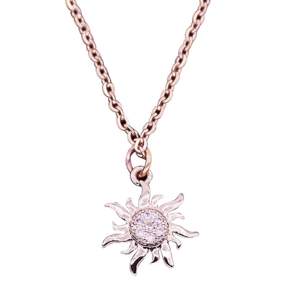 mode smycken kvinnors lysande strass Sun hänge halsband julklapp - Perfet Rose Gold