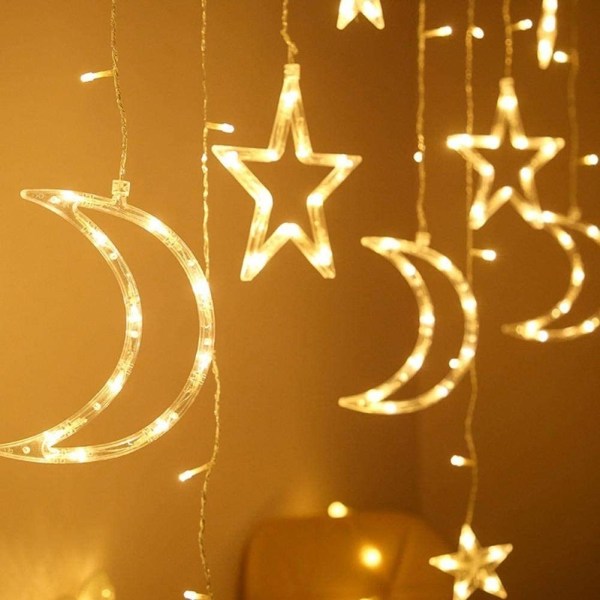 LED String Lights 3,5 m Star Moon LED Gardin Lys Dekoration