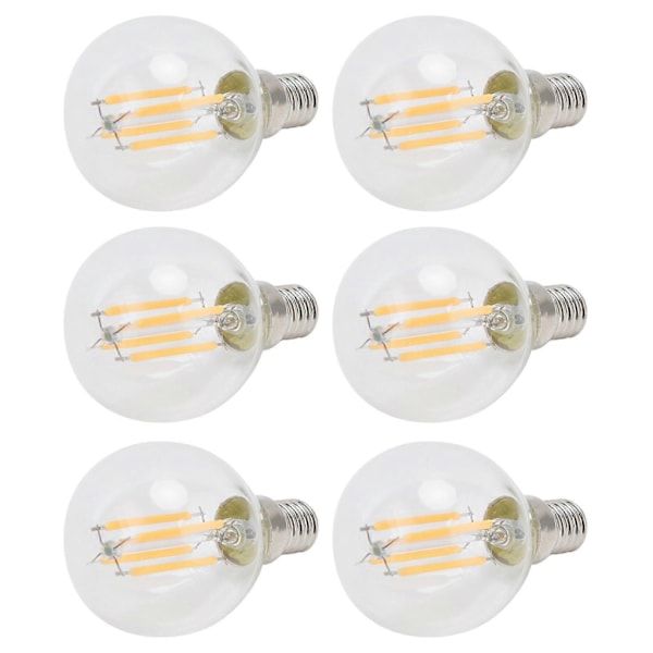 6 KPL E12 LED Globe -lamput 4W G45 Vintage Filamenttilamppu Kirkas lasilamppu Lämmin valo Kodin sisustus 110V - Täydellinen