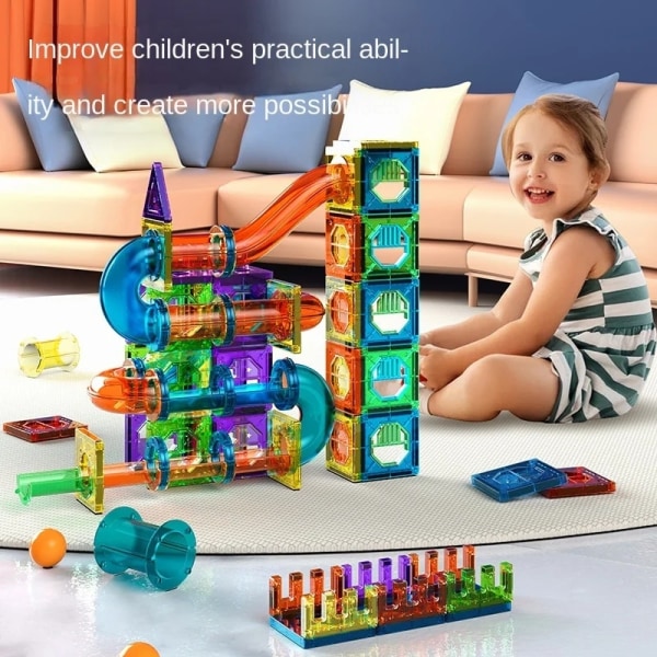 Kids färgfönster Magnetiska byggblocksbanor - Perfet pipe 43pcs