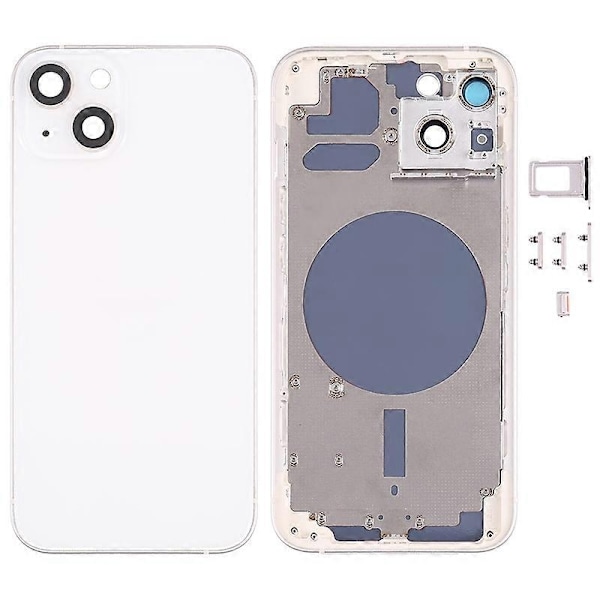 för iPhone 13 6.1 tum Bakre Batterihölje + Mellanplatta Ram + Sidoknappar Ersättning - Perfekt Style E