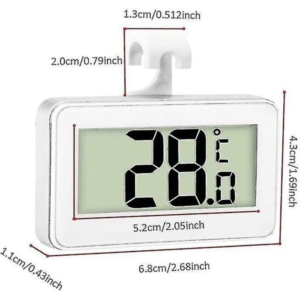 3x Kyl- och FrysTermometer Digital Termometer Kyl Termometer Rum Vattentät Frys Termometer med LCD-Skärm med Hängare Kompatibel T