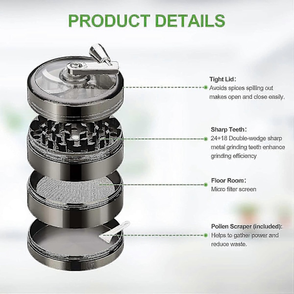 Grinder, 4 I 1 Dele Grinder, Grinder Lar, Zinklegering Grinder, Tør Grinder, Grinder med top, Grinders for-Perfet