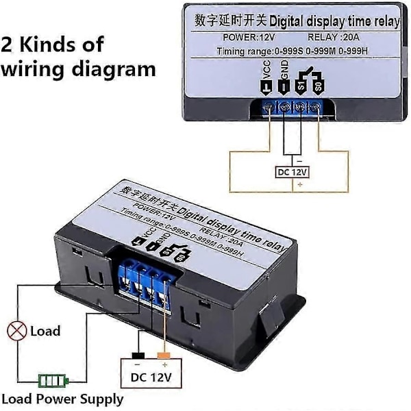 12V Aika-rele 12 Voltin Ajastimella Ulkokäyttöön 10A Digitaalinen Viivekytkin Säädettävissä Lahjaksi-Täydellinen