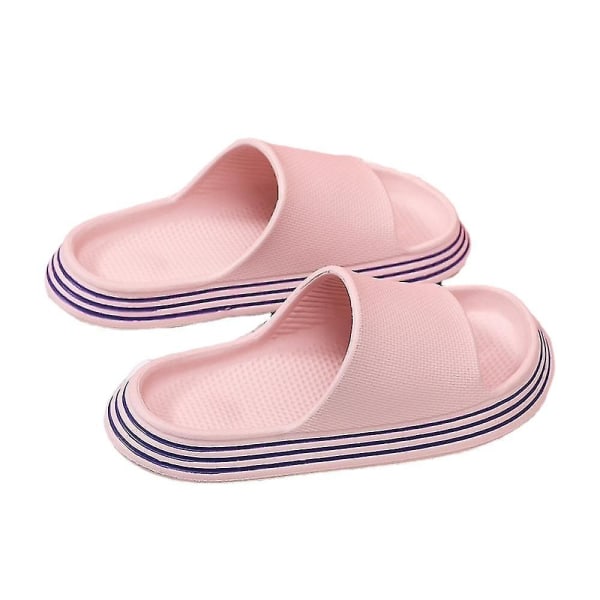Pink 42-43 pude slides hjemmesko bløde sandaler med tyk sål skridsikker hurtigtørrende brusesko lc344 - Perfet