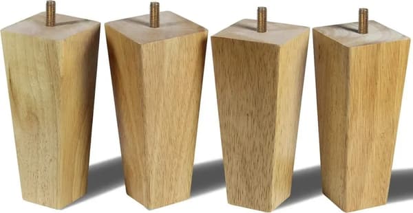 Fire træmøbelben/sokkelben/sofaben, med M8-skruer og bolte (15 cm)