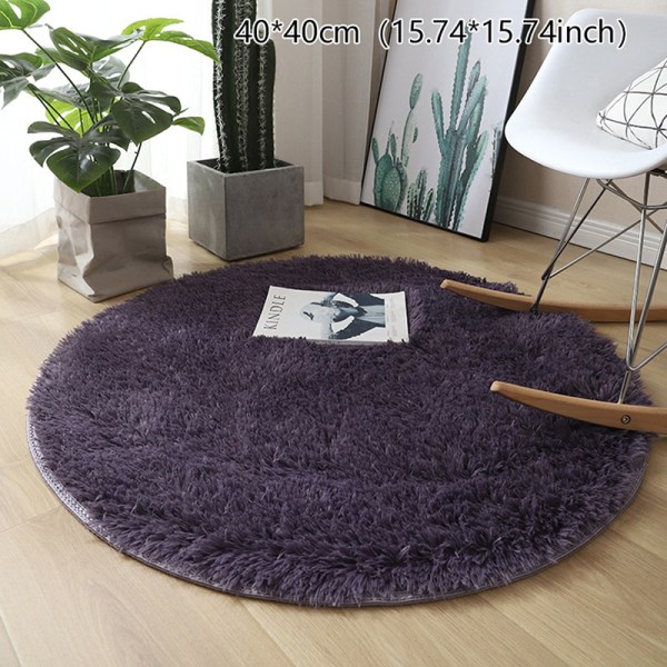 Fluffy ullmatta Vardagsrumsmattor Fuskpäls Rund matta Barnlek - Perfet Purple 40*40cm