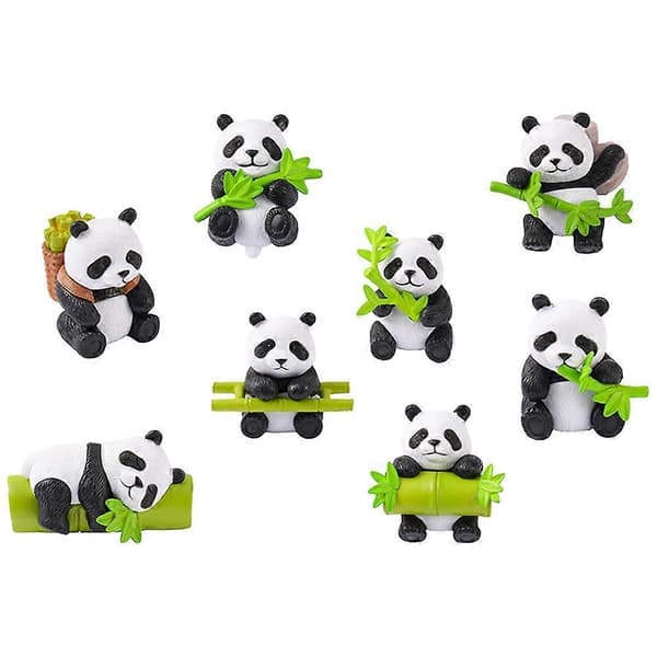 Liten Panda Figurin Dekorativ Resin Panda Figurer för DIY Hantverk 8st-Perfet