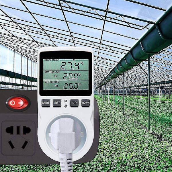 Digital / Varme Køling Termostat Stikkontakt LCD temperaturregulator, 230v til drivhusgård temperaturregulator/terrarie - Perfet