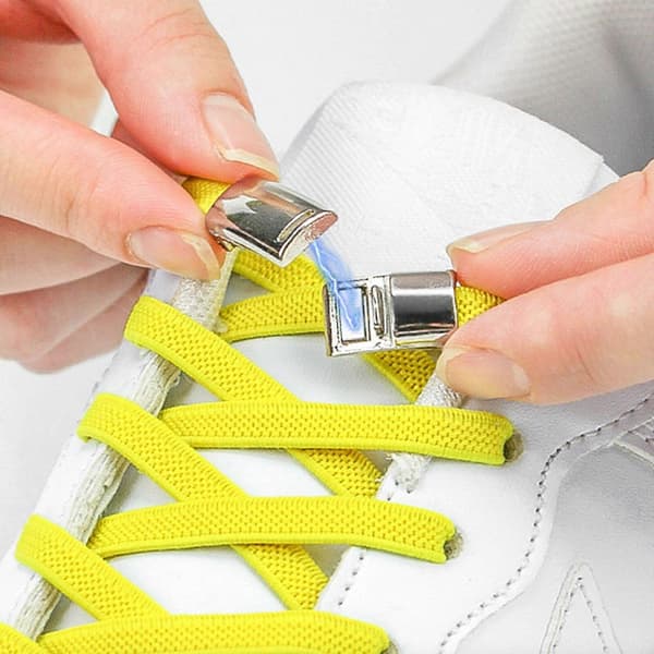 Nye Elastiske Flade Sko Snørebånd Uden Binding til Sneakers, Magnetiske Sko Snore, Stræk Snørebånd Uden Binding til Børn & Voksne - Perfekt white