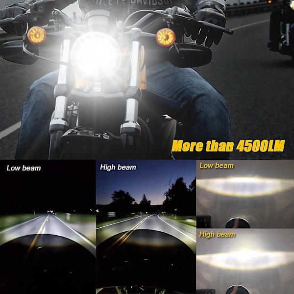 Nyest 5,75 tommers motorsykkel LED-frontlys for Dyna Softail Sportster 883 Xl883 Fxcw 5 3/4\" LED DRL Projektor motorsykkel frontlys - Perfekt 40w turn signal