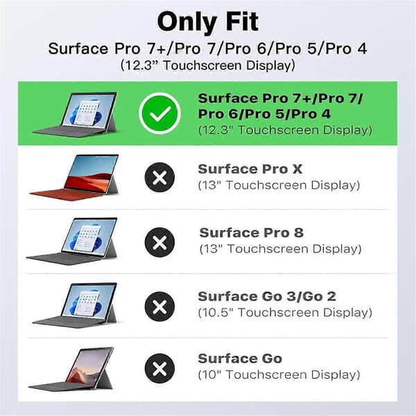 Nettbrett Hardt Deksel Kompatibelt med Microsoft Surface Pro 7 Plus 6 5 Pro 4 LTE, Støtsikkert Folio Beskyttende R-Perfet Transparent