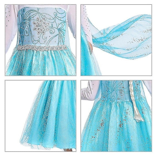 Elsa Flickor Cosplay Klänning - Perfekt 5T