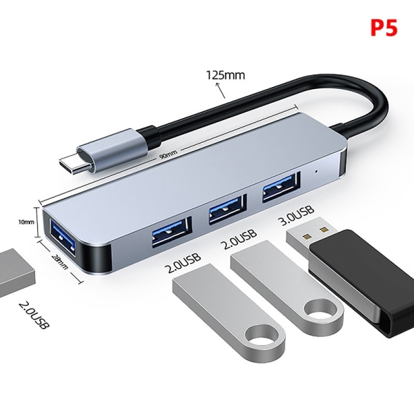 USB C dockningsstation USB C Hub Adapter för flera bildskärmar med 4 - Perfet Type-c 4 in1
