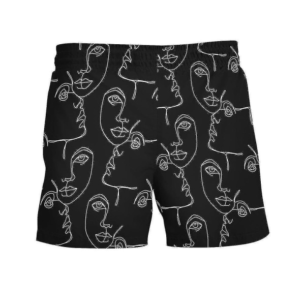 Perfekta badbyxor med resår i midjan för män Badbyxor Badkläder Strand Sommar Hawaiian Byxor - Perfet Black