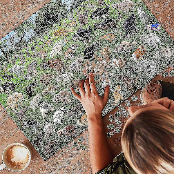 1000 Brikker Pooping Puppies Puslespill Morsomt Stressavlastende Puslespill for Hundedyr Elskere-Perfekt