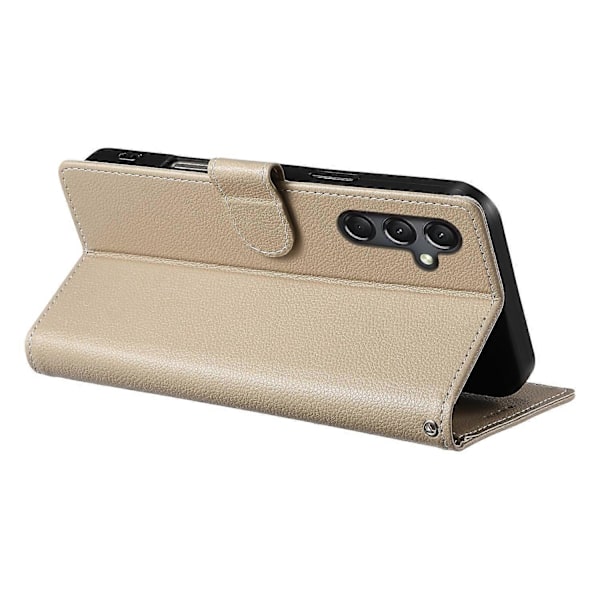 Kompatibel med Samsung Galaxy A24 4G (162.1 x 77.6 x 8.3mm) Etui Læder Lås Wallet Stand Telefon Cover - Perfekt Apricot