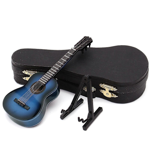 Miniatyr-replika av ornamentale gitarer Mini klassisk gitar/elektrisk gitarmodell Julepynt-Perfekt Blue Classical Guitar