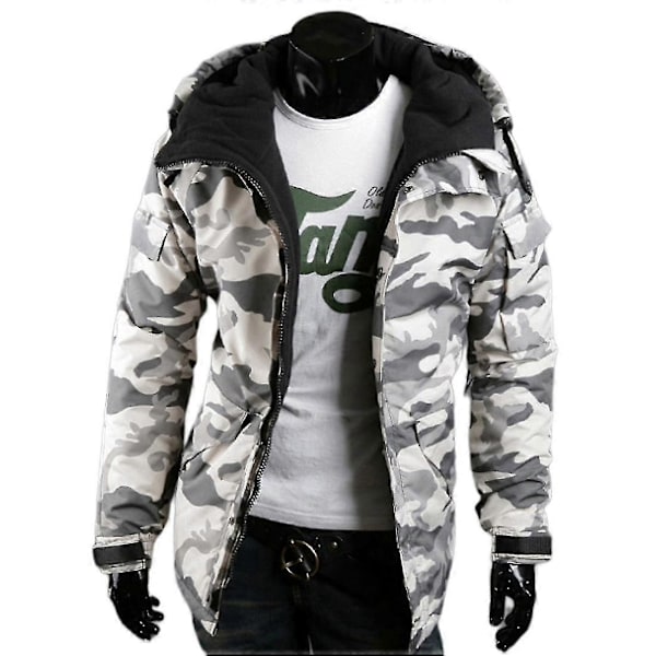 Hettejakke i bomull for menn - løs passform - kamuflasjemønster - Perfet black and white camouflage l
