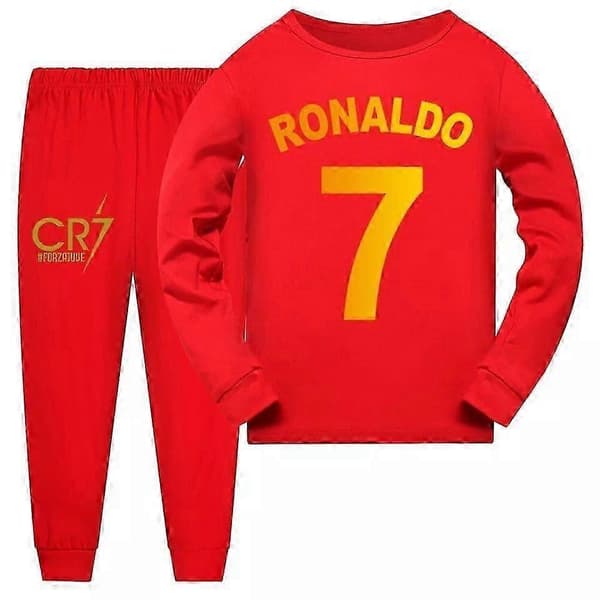 Cr7 Ronaldo Barn Tryckta Pyjamas Topp+Byxor Set Sovkläder Nattkläder Gåvor-Perfekt Red 9-10Years