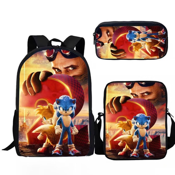 Cartoon School Bag: Sonic Three Piece School Bag - Perfet F