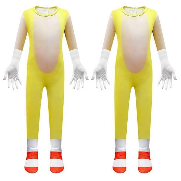 Sonic Halloween Cosplay kostume til børn tegneserie jumpsuit outfit - perfekt 110cm