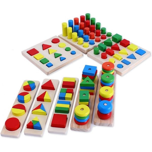 Montessori flerfarget grafisk brettspillsett med 8 - Perfet