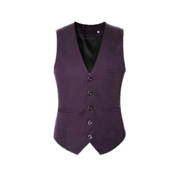 Herrar V-ringad kostymväst ren bomull slim fit fyra säsonger väst-Perfet Dark Purple L