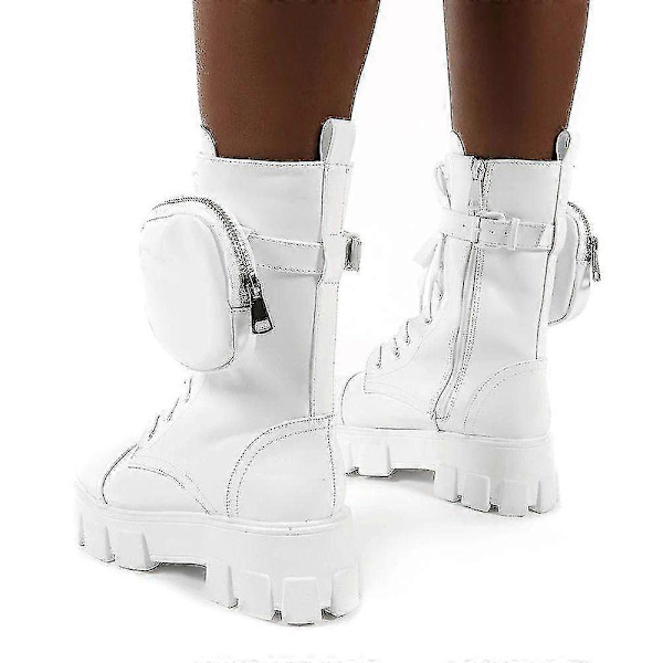 Platform Plateausko Støvler Plus Size Kvinders Støvler - Perfet White 40
