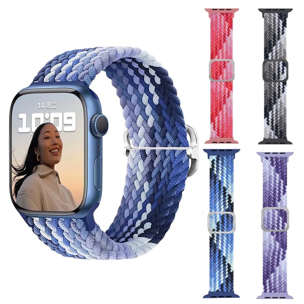 för Apple Watch med Iwatch flätad nylon 1/2/3/4/5/6/7/se - Perfet purple 38/40/41mm