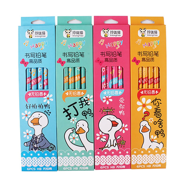 6kpl/laatikko Kawaii kynät n paperitarvikkeet e Cartoon HB Pen - Perfet A6