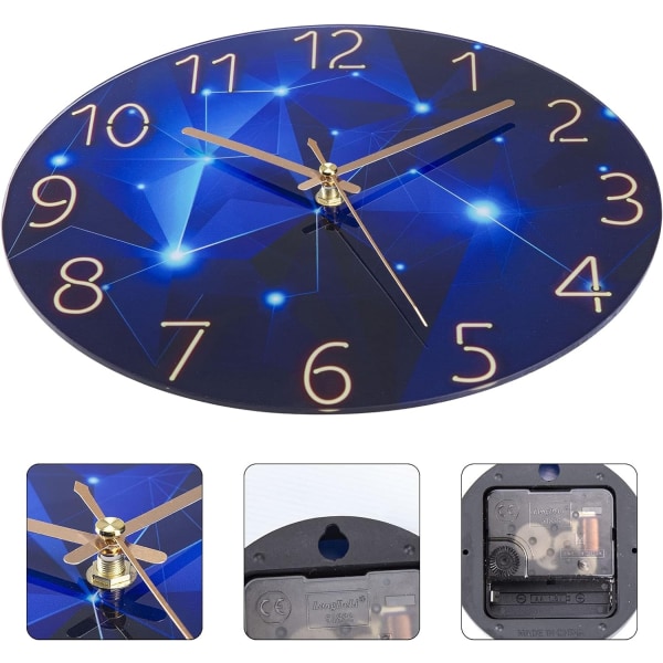 Modern Silent Quartz Veggklokke 30cm Batteridrevet-Starry Sky - Perfet