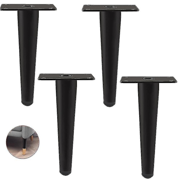 Set Of 4 Furniture Legs, Tilt Sofa Leg, Table Leg Cabinet Legs Bedside Metal Legs, for Coffee Tables, Cupboards and Sofas,load Capacity 300kg-Perfet black 20cm