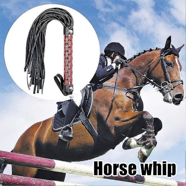 Mjuk Läder Ridpiska Häst Piska Halkfri Praktisk Mjuk Piska för Ridsport Floggers för Cosplay Kostym-Perfekt Red