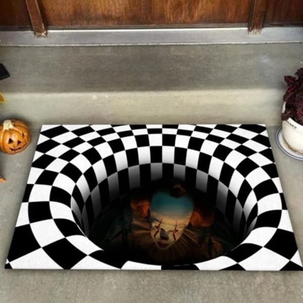Clown Trap Illusion Dörrmatta Halloween Matta, 3D Geometrisk - Perfet