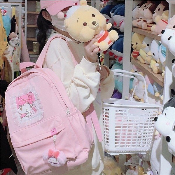Kawaii Sanrio My Melody School Laukut Reppu Ins Japanilainen yläkouluopiskelija vaaleanpunainen reppu Campus koululaukku casual reppu - Perfet schoolbags