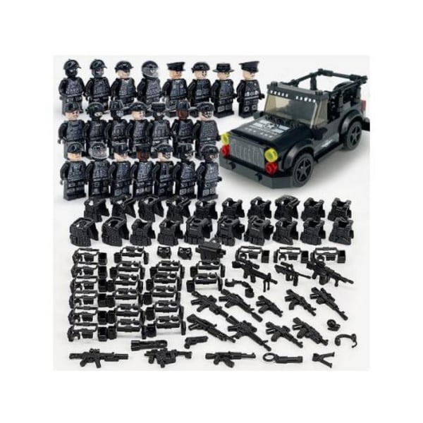 Militærserien samlet skurken 36 minifigurer og jeep - Perfet