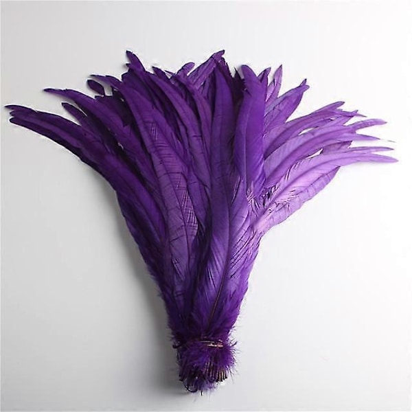 50 st Naturliga Tuppstjärtfjädrar 25-40cm /10-16 tum Kläddekoration Scenföreställning Tuppstjärtfjädrar Plymer-Perfet purple 30-35cm